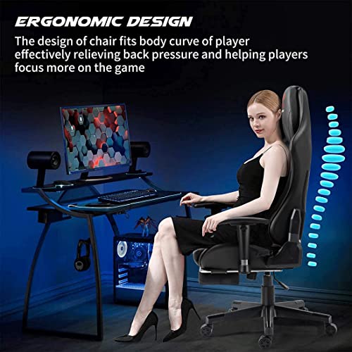 X-Volsport Massage Gaming Chair With Footrest Reclining High Back Computer Game Chair With Lumbar Support And Headrest, Racing Style Video Gamer Chair Black #TOP4