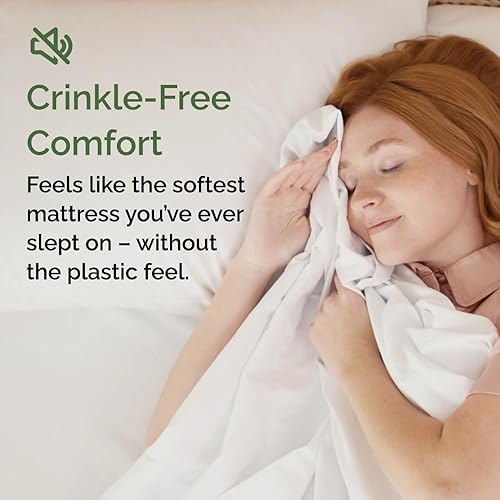 Miniatura 5 de Protector de colchón de bambú tamaño matrimonial (54 x 75), funda de colchón de bambú impermeable de alta calidad con protección completa, estilo
