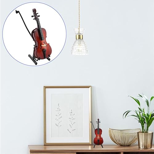 Miniatura 1 de Modelo de violonchelo en miniatura, adornos de madera para manualidades, mini réplica con estuche, regalo musical coleccionable para el hogar, café,