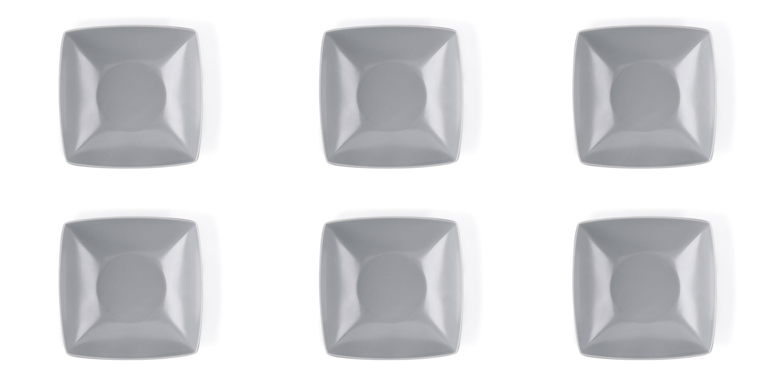Excelsa Eclipse Lot de 6 assiettes creuses carrées en céramique, gris finition mate
