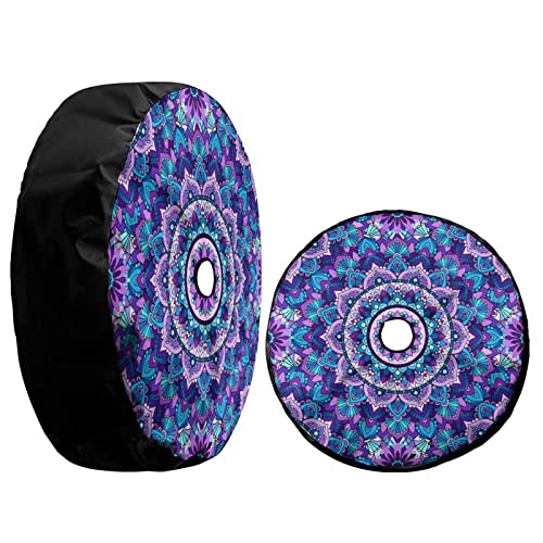Image of Bohemian Style Mandala Print Spare Tire Cover with Backup Camera Hole Wheel Tire Cover Fit Trailer, RV, SUV and Many Vehicle 17inch