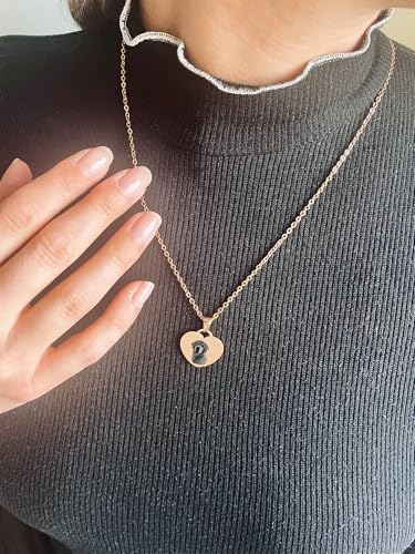 Portrait Halskette personalisiert mit Foto-Gravur - Haustier, Kind, Partner, Liebe - Bild gravieren, Geschenk, Erinnerung von Hund, Katze, Pferd | 45 + 5 cm verstellbar & Geschenkbox (Rosegold)