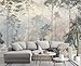 Toolhom Hazy Forest Wall Mural, Abstract Nature Landscape Wallpaper, Background Wall Decoration Patterns（Non-self-Adhesive）