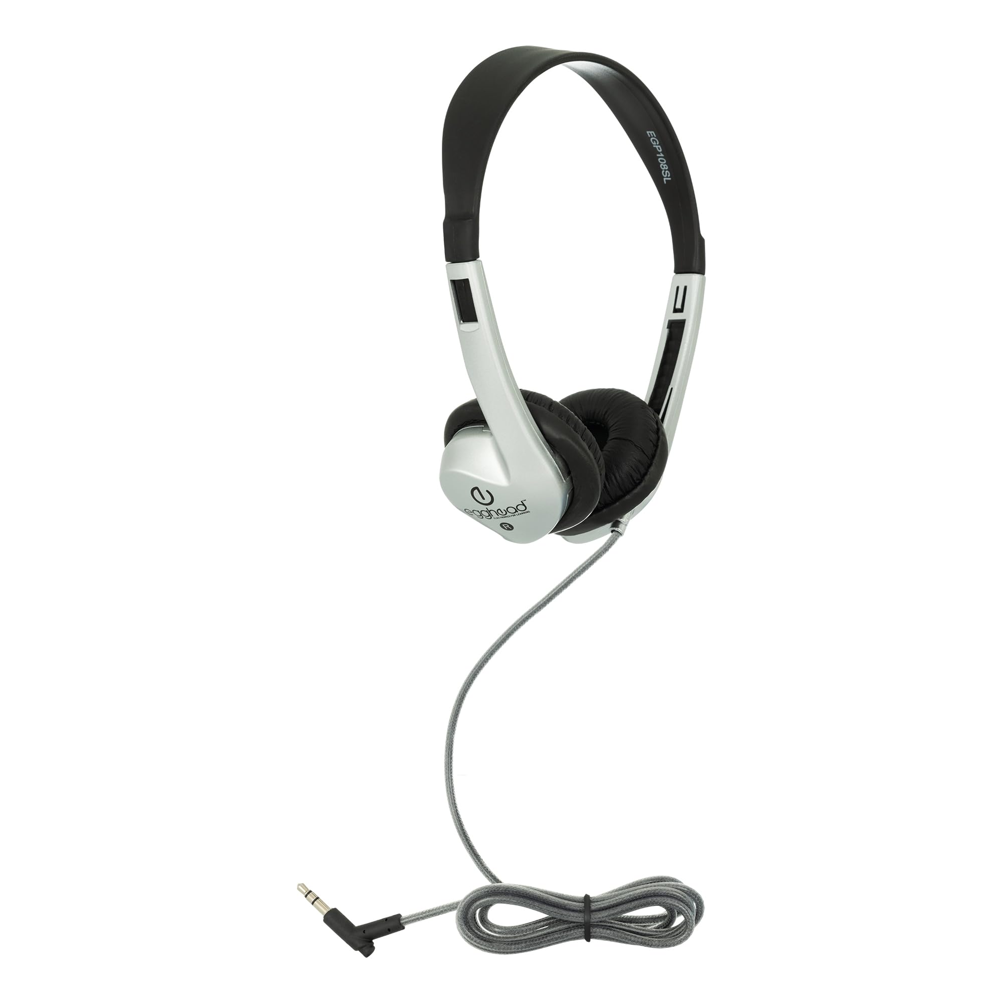 Egghead Zestaw słuchawkowy stereo klasy z regulowanym pałąkiem, nausznikami ze skóry syntetycznej i nieplączącym się kablem, idealne do szkoły, biblioteki lub użytku grupowego, opakowanie 20 sztuk