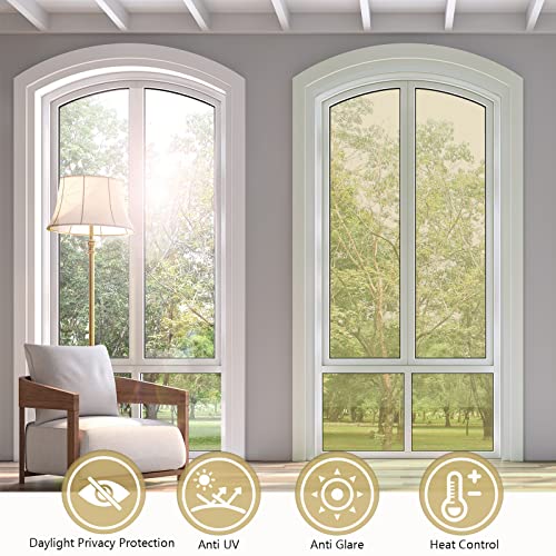 Image of KESPEN Window Film One Way Daytime Privacy Static Cling Sun Blocking Anti UV Reflective Window Tint for Home and Office, Gold-Silver, 17.5 Inch X 6.5 Feet