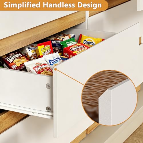 Image of 24 inch Wide Modern Large Nightstand, 3-Drawer Wooden Bedside Table