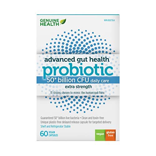 GENUINE HEALTH 50 Billion Advanced Gut Health Probiotic, 60 CT