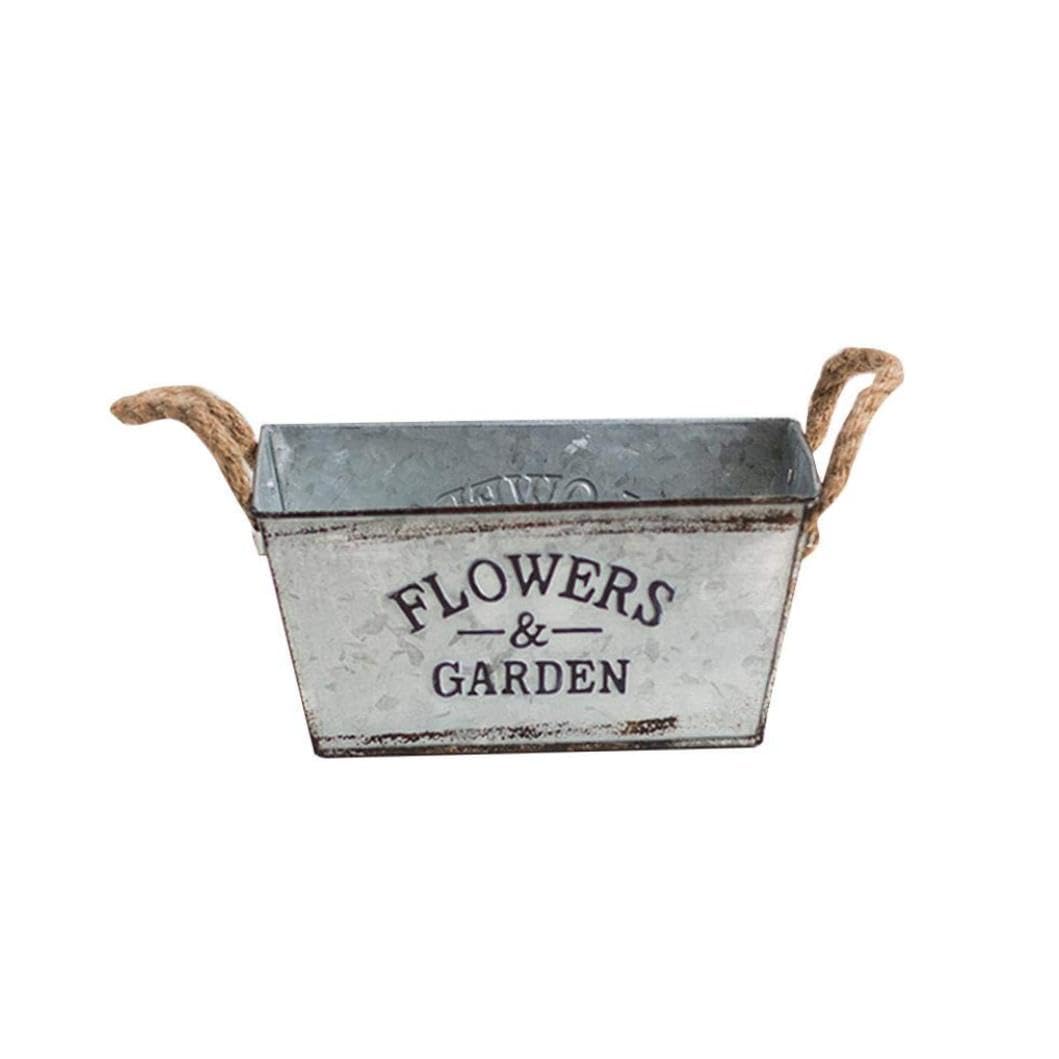 Uanqfegy Metal Flower Pot, Vintage Iron Small Oval Planter - Barrel Basket for, Hydroponic, Indoor Outdoor