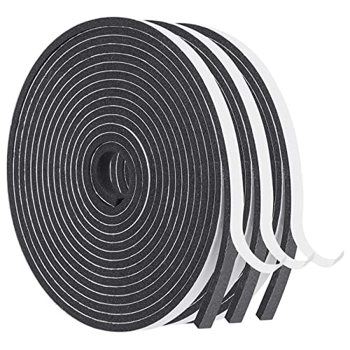 MAGZO Door Weather Stripping, 1/4 Inch W X 1/8 Inch T Foam Tape for Doors and Windows Total 50 Feet, 16.5ft x 3 Rolls