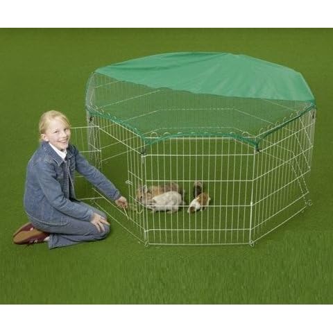 VivaPet Rabbit/Puppy/Duck/Chicken/Guinea Pig Playpen Enclosure, 55-Inch Size, Silver Cover