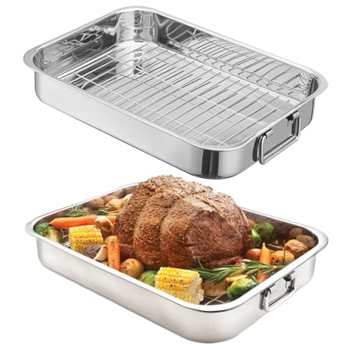 Bandeja para asar de acero inoxidable de alta resistencia y diseño rectangular profundo 8