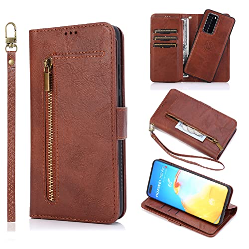 Cubierta de la caja de flip Compatible with Huawei P40 Pro Wallet Case, 2 en 1 Funda de teléfono de cuero de PU desmontable Compatible with Huawei P40 Pro, carcasa de bolsa magnética con soporte + tar