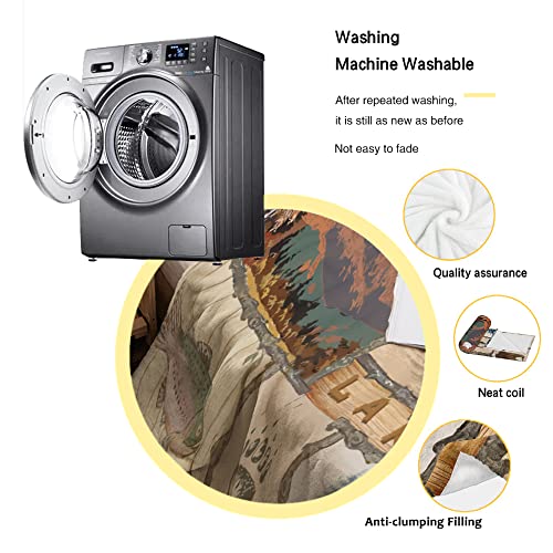 Mtjj Blanket Retro Mountain Lake Bear Fish Throw Blankets,Ultra Soft Flannel Fleece Blanket Cozy Bed Blankets Quilt Decorative Tapestry Chair Blanket Winter Blankets For Men Women Kids(60 In×50 In) #TOP6