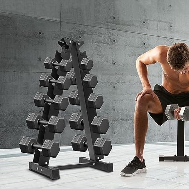 6 Tier Dumbbell Rack Stand Only, Small Dumbbell Rack Hand Weight Tower Stand Compact A Frame, Compact Weight Rack for Home Gym Dumbbells, 660lbs Weight Capacity, Black