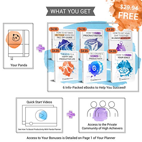 Panda Planner - 2023 Daily Planner, Calendar And Gratitude Journal To Increase Productivity, Time Management & Happiness - Hardcover, Undated Day - 90 Day Planner - Guaranteed (Purple) #TOP6