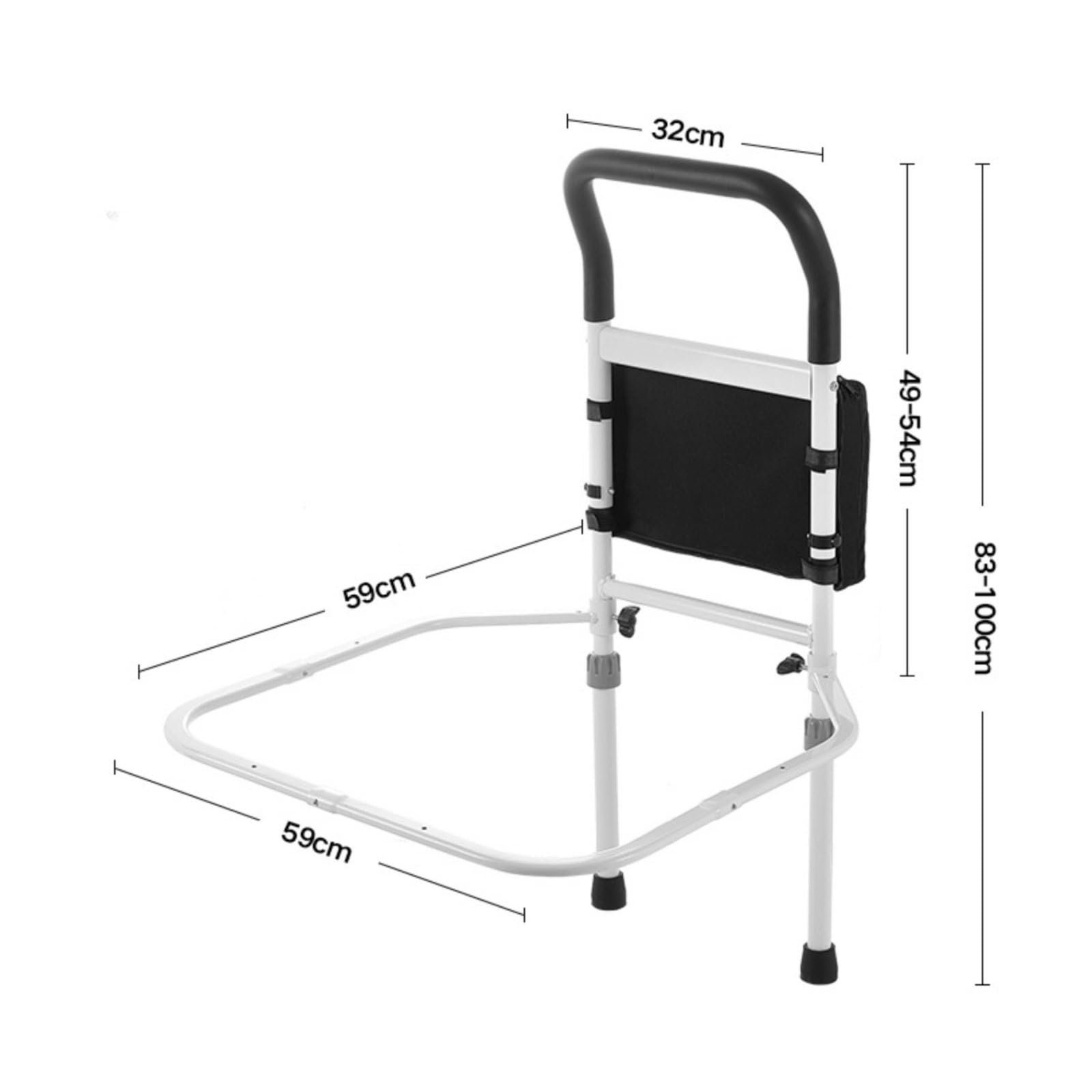 predolo Protector Lateral de Cama de Cama con Mesa Asas Ergonómicas Asa Lateral con Bandeja Superficie Antideslizante Barra, Ajuste Multi-Nivel - Barandilla De Seguridad para Cama De Ancianos
