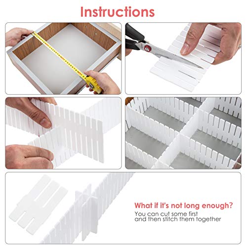 Flytianmy 40 stuks ladeverdelers verstelbare lade organizer voor rommel keuken bestek ladekast make-up gereedschap… - Image 4