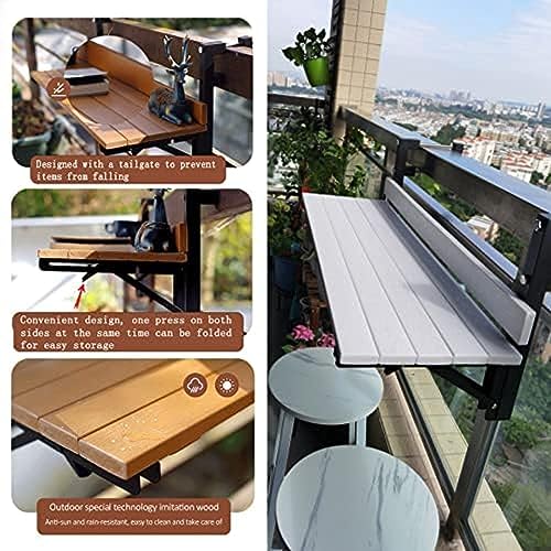 Mesa de bar de varanda para grades, 80 * 26 cm/31,4 * 10,2 pol., Barra de varanda, mesa de varanda s