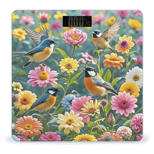 Báscula Digital de Baño con Diseño de Pájaros y Flores miniatura 1