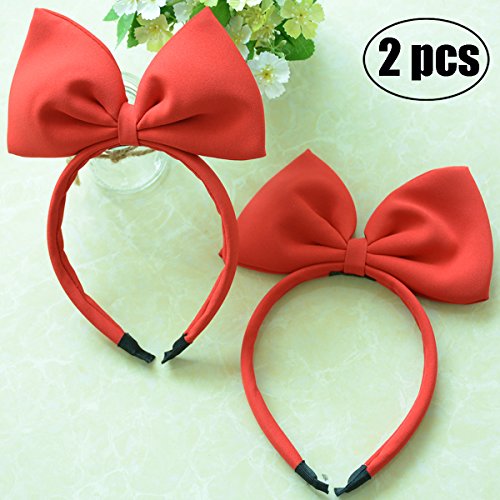 Chasgo 2PCS Red Girls Bow Headbands Women Cute Hair Accessories for Toddler Girl