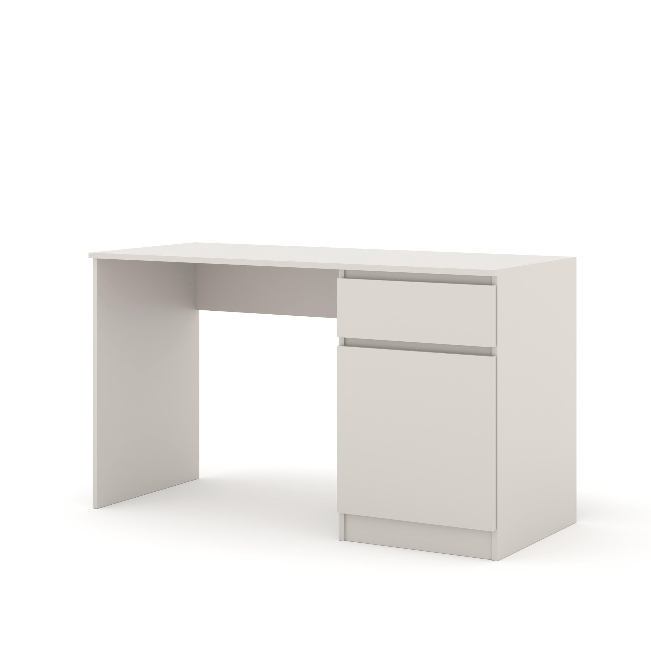 Homlando Biurko, stolik komputerowy, 130 cm, stół roboczy z szufladami i drzwiami, nowoczesny design, stół biurowy do domu, biura i pokoju młodzieżowego, bez uchwytów, płyta laminowana, linia Maja