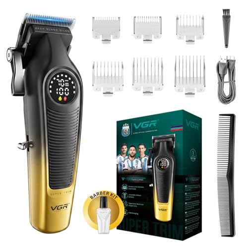 VGR 196 Tondeuse Cheveux Hommes Professionnel Sans Fil Avec Lames En Céramique, Tendeuse Cheveux Pour Hommes Professionel Avec a Levier De Réglage, Tondeuse...