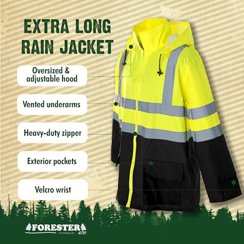 Image of FORESTER Class 3 Hi-Vis Rain Suit - Waterproof Jacket & Pants | Heavy Duty Rain Gear for Men & Women | Reflective