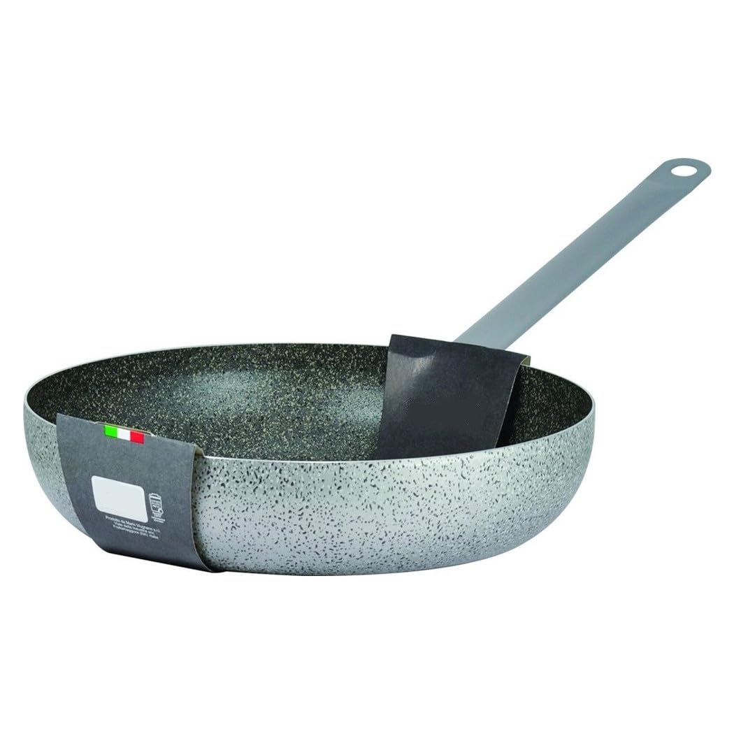 Trade Shop - Padella in Alluminio Antiaderente Saltapasta Grigio Pietra ø 34/38cm con Manico Cucina - -Diametro 34cm -