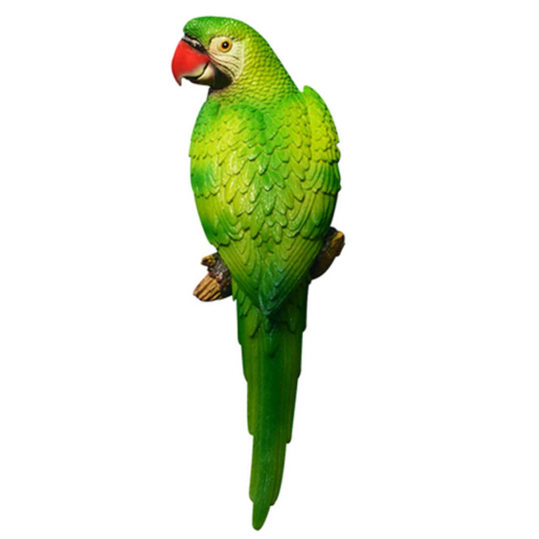 CAKEEYUM Green Resin Wall Hanging Parrot Sculpture