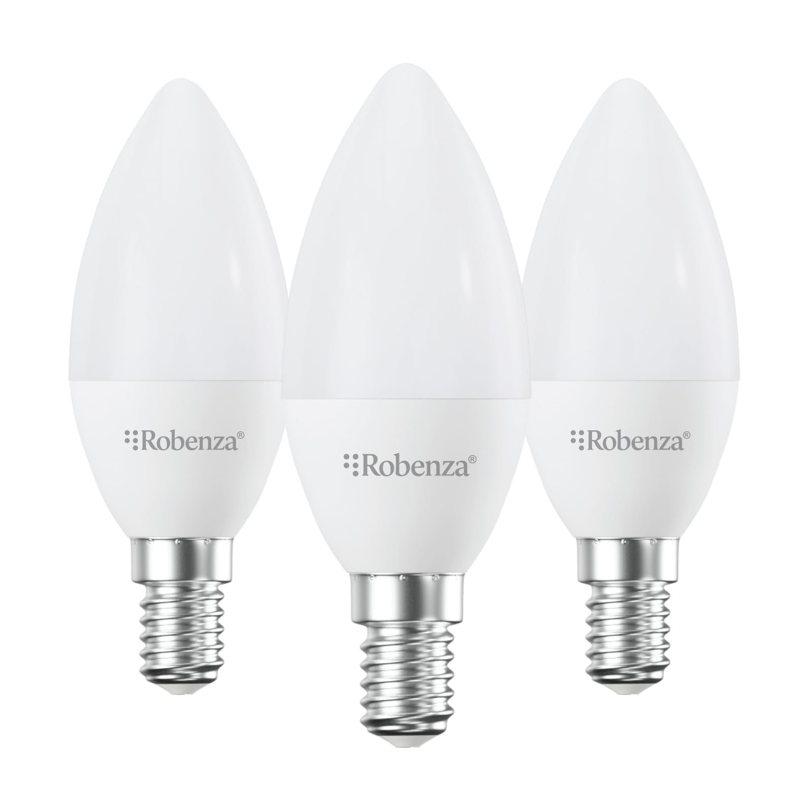 Robenza E14 LED Candle Light Bulb, 6.5W (50W Equivalent), 600LM Warm White 3000K, Small Edison Screw SES, Non-Dimmable Energy Saving LED Candle Bulb, Long Life Chandelier Ceiling Light - Pack of 3 — image 1