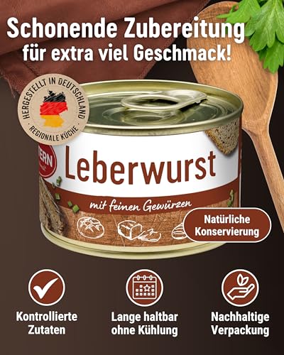 DREISTERN Leberwurst 160g I Mit Schweinefleisch & Gewürzen I Herzhafte Spezialität in recyclebarer Konservendose I Lange Haltbarkeit dank natürlicher Konservierung I Hausmacher Qualität
