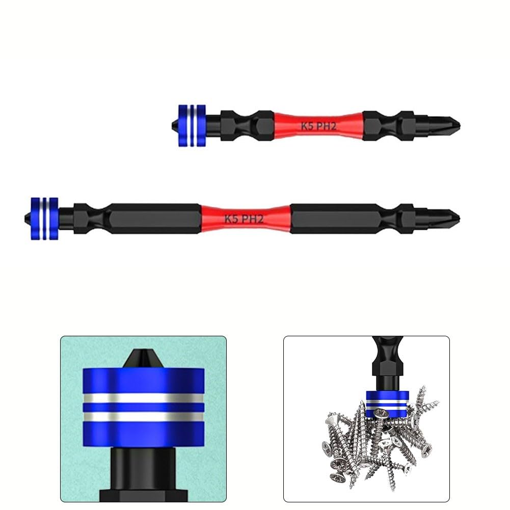 Wkrętak magnetyczny ze stali stopowej antypoślizgowy, chwyt sześciokątny 1/4 cala, 65 mm/100 mm do wiertarek ręcznych i wiertarek akumulatorowych(2pcs)