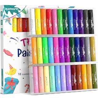JUPITEARTH 36 Colours Tempera Paint Sticks for Kids, Washable and Quick Drying, Includes 120 Printable Colouring Pages and 30 Reward Stickers, Non-Toxic Art Supplies for Drawing and Creative Crafts