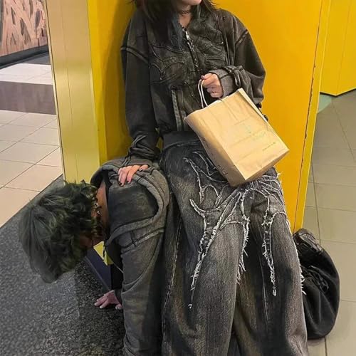 Baggy Jeans Men Emo Graphic Y2k Washed Denim Pants Men Loose Fit High Rise Wide Leg Streetwear for Skater Jeans2