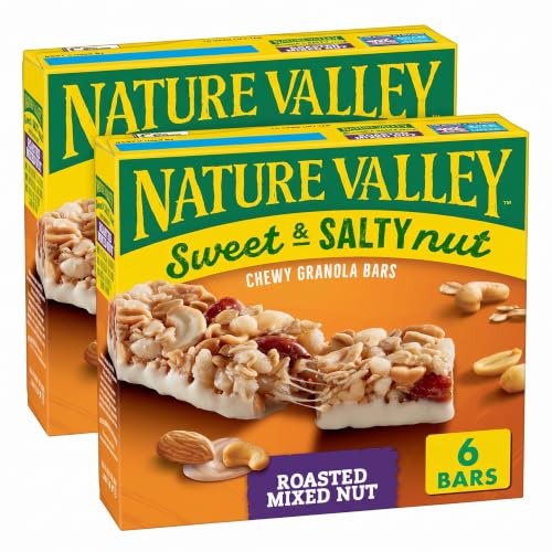 Nature Valley Granola Bars Sweet and Salty Nut Roasted Mixed Nut, 1.2 Oz, 6 Ct (Pack of 2)