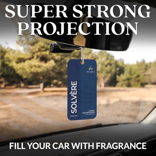 Image of 9PCS Solvere Disposable Air Fresheners for Men | Long Lasting Car Air Freshener Fragrance | Lasts for 2 Weeks | Strong Car Perfume with Odor Eliminating Technology | Solvere by Perfa