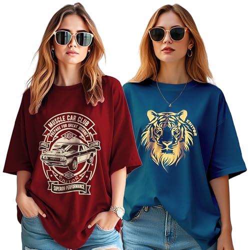 Image of AUSK Oversized T-Shirt for Womens || Graphic Front Printed Loose fit Womens Tshirt