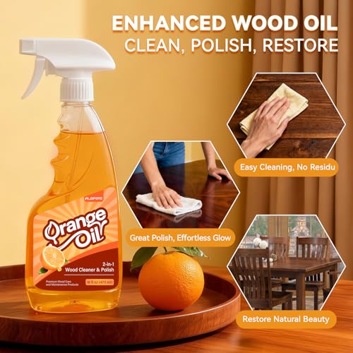 Alofoyo 2-in-1 Furniture Polish Wood Cleaner - 2Pack Natural Orange Oil Spray Protect Wood Surface Safely, Enhanced Furniture Restorer Finish Cabinets, Tables, Antique, Floor, 32oz Total - Thumbnail 3