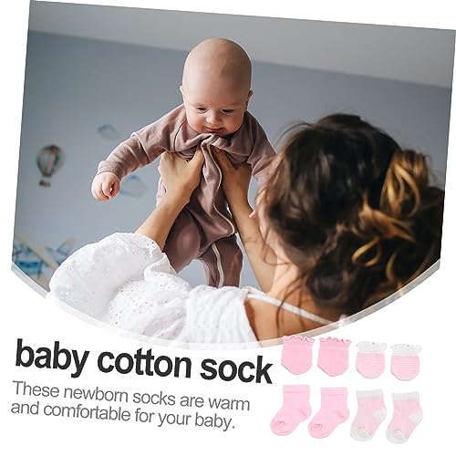 VICASKY 4 Pairs Gloves and Socks Newborn Clothing Cotton Spandex Soft Breathable Mittens and Socks for Boys Comfortable Fit3