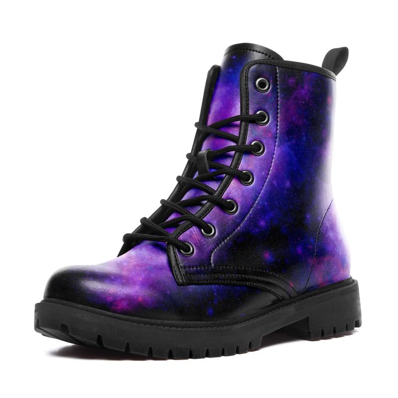 Image of Fashion Ankle Boots For Men Women Floral Mushroom Star Trendy Lace Up Unisex Booties Combat Trendy Street Wear Boots