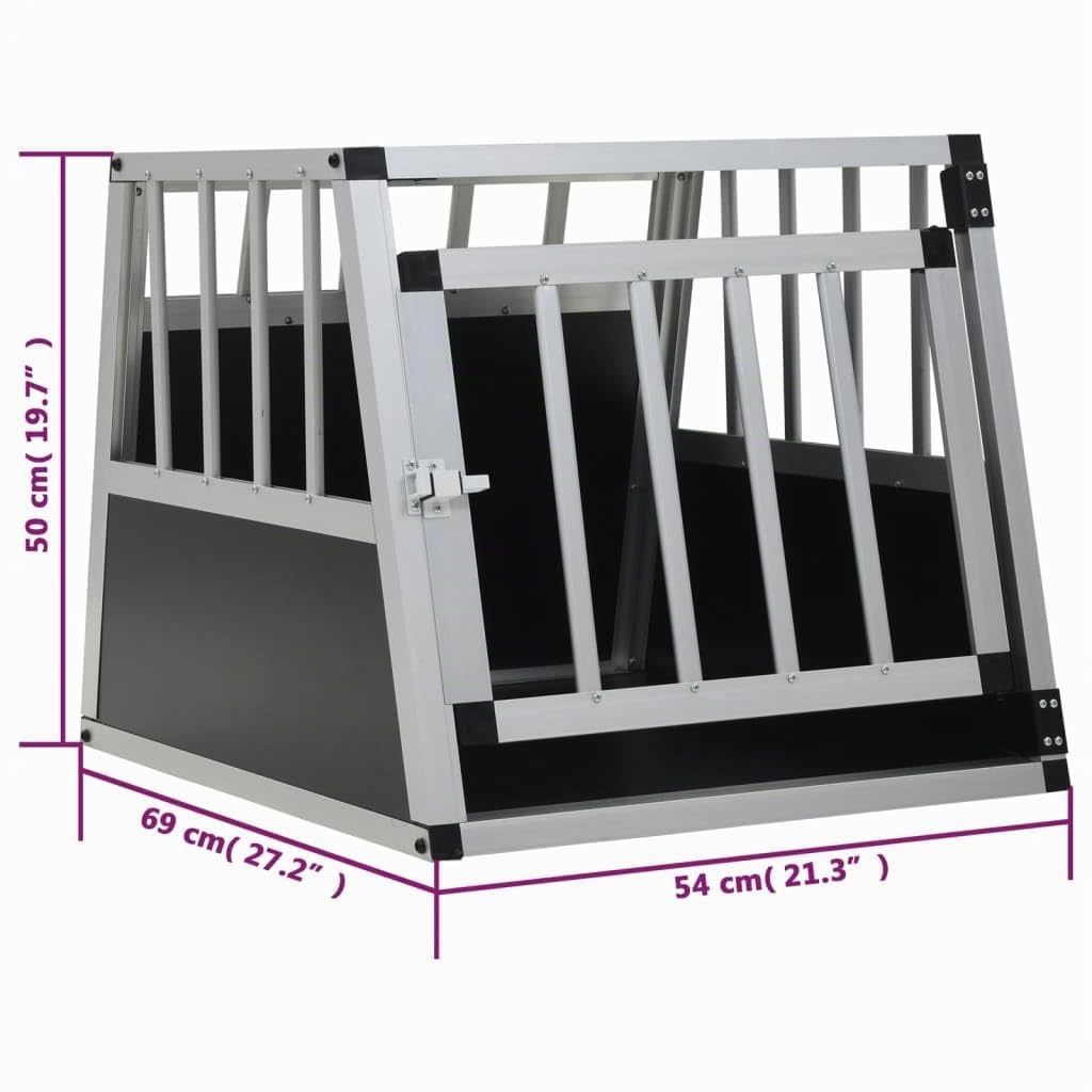 Caisse de Transport en Aluminium pour Chien, Cage Box de Transport Voiture pour Chien Animaux avec Une Porte 54 x 69 x 50 cm