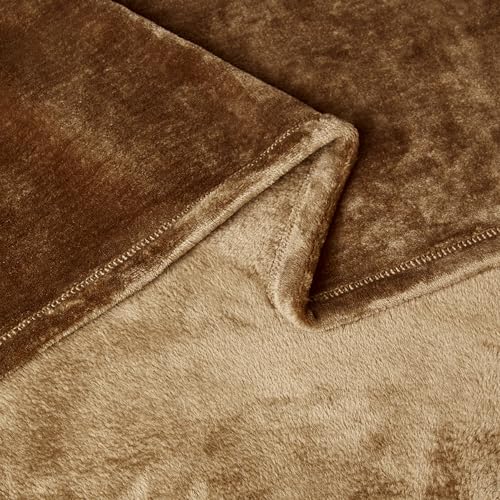 Image of Amazon Basics Soft Fleece Throw Blanket, Very Cozy Lightweight Blanket for Couch & Sofa, Warm, 50 x 60 Inches, Brown (Pack of 2)