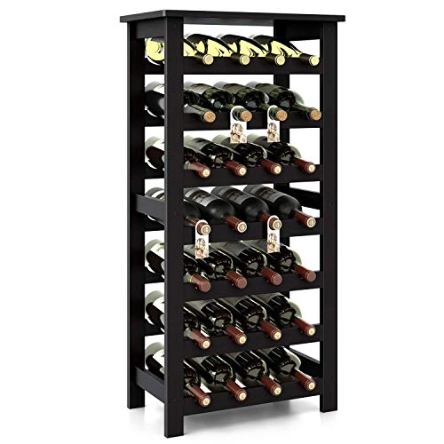 Soporte para botellas de vino modular de bambú, 28 botellas miniatura 1