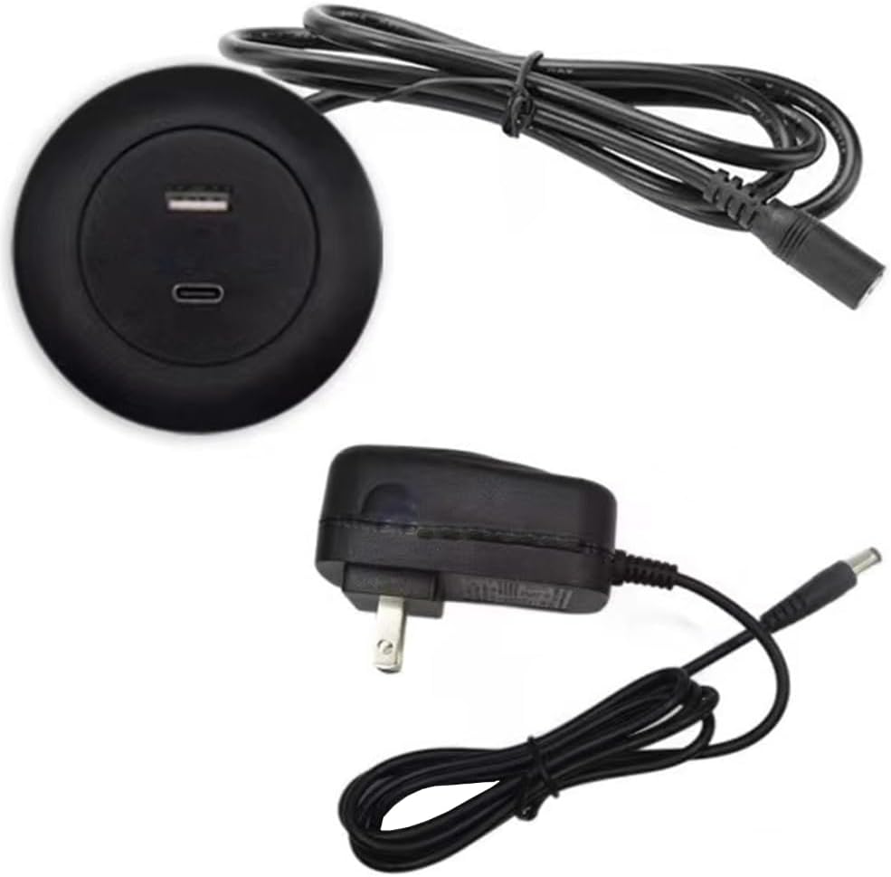 USB Charging Desktop Power Grommets, 68mm Desktop Power Grommets Outlet, Recessed Power Strips Outlet with USB & Type C