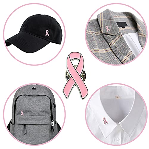 Image of 10 /30 /50 /100 /200 Pack Pink Ribbon Breast Cancer Awareness Lapel Pins Bulk for Public Events, Charity