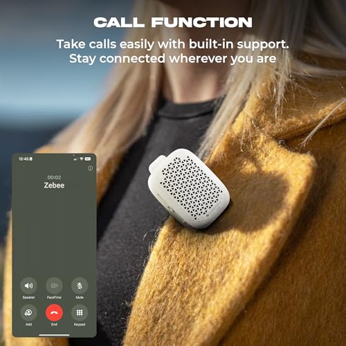 Image of Zebronics Portable Bluetooth Speaker, 4W Output, Up to 6Hrs Playback, Magnetic Clip Design, BT v5.4, TWS Pairing, LED Indicator, Call Function, Media /Volume Control, Type-C (Clipper Pro, White)