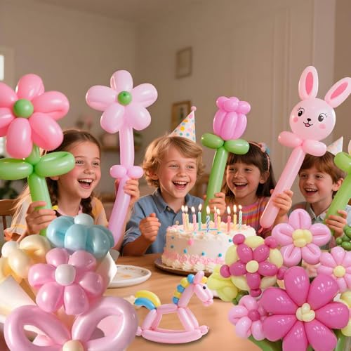 Image of Light Pink Long Balloons Premium 260 Twisting Animals Magic Balloons for Birthday Kids Wedding Party Supply 100pcs