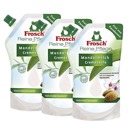 Preisvergleich Produktbild 3x Frosch Reine Pflege Mandelmilch Cremeseife 500 ml - Nachfüllbeutel