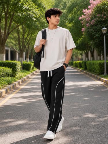Image of O3e Men's Polyester Straight Fit Trackpant | Lightweight, Sports Lower, Gym, Running, Casual Wear
