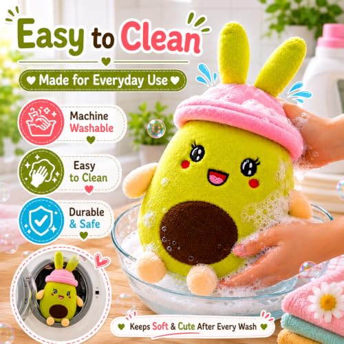 Image of Avocado Soft Toy 30cm with Bunny Ears Cap